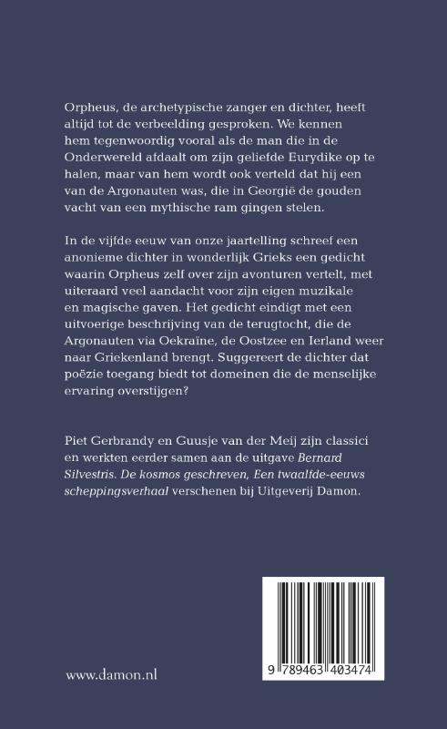 Achterkant van De barre tocht van Orpheus
