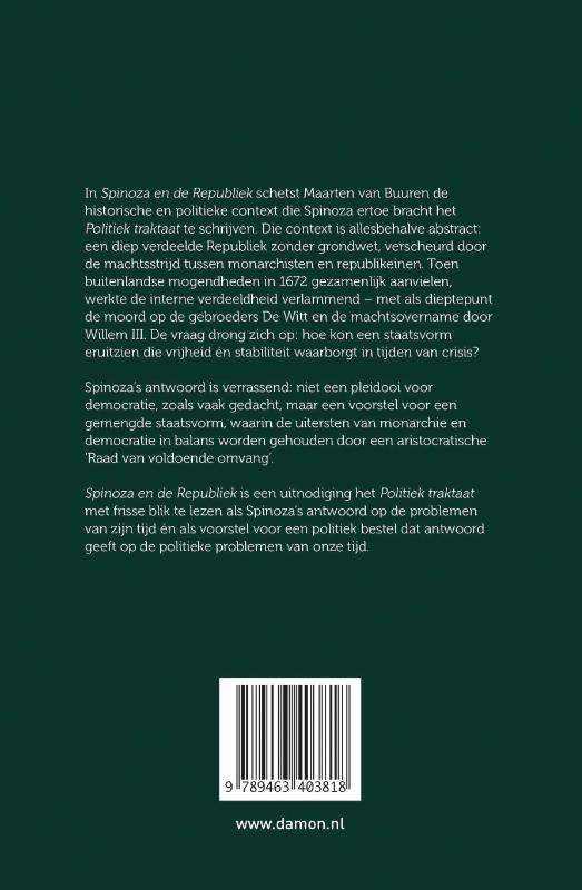Achterkant van Spinoza en de Republiek