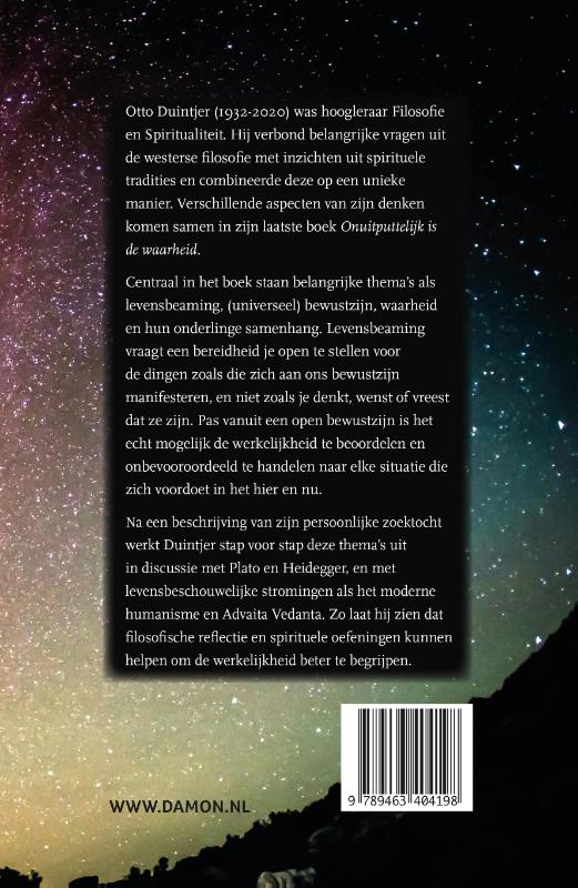 Achterkant van Onuitputtelijk is de waarheid