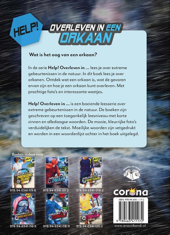 Achterkant van Overleven in een orkaan