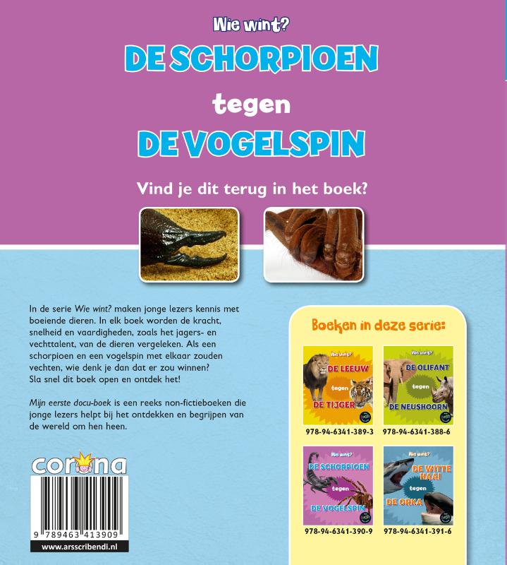Achterkant van De schorpioen tegen de vogelspin