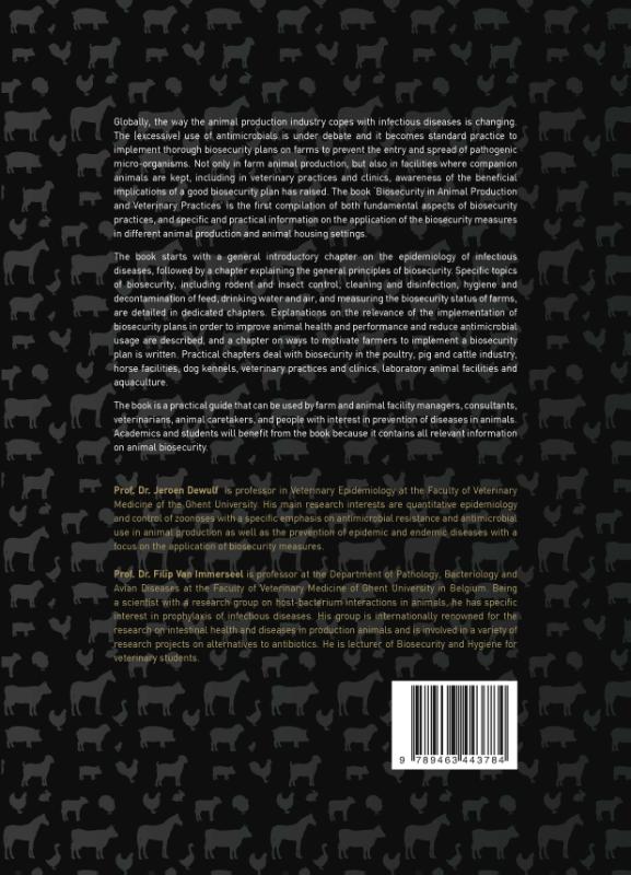 Achterkant van Biosecurity in animal production and veterinary medicine
