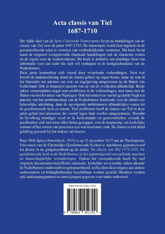Achterkant van Acta classis van Tiel 1687-1710