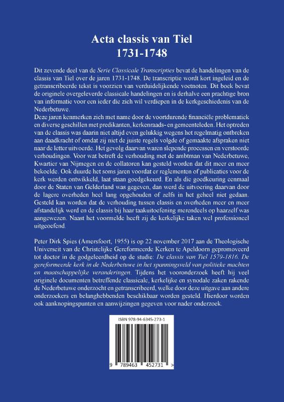 Achterkant van Acta classis van Tiel 1731-1748