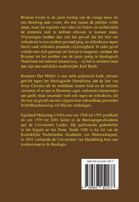 Achterkant van Emil Brunner De Middelaar