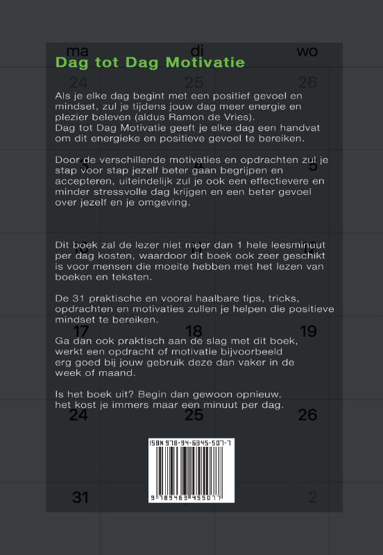 Achterkant van Dag tot Dag Motivatie