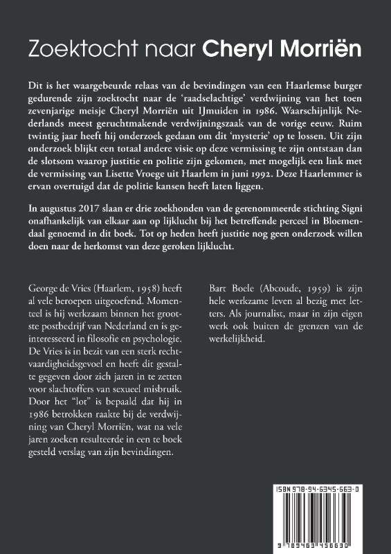 Achterkant van Zoektocht naar Cheryl Morriën
