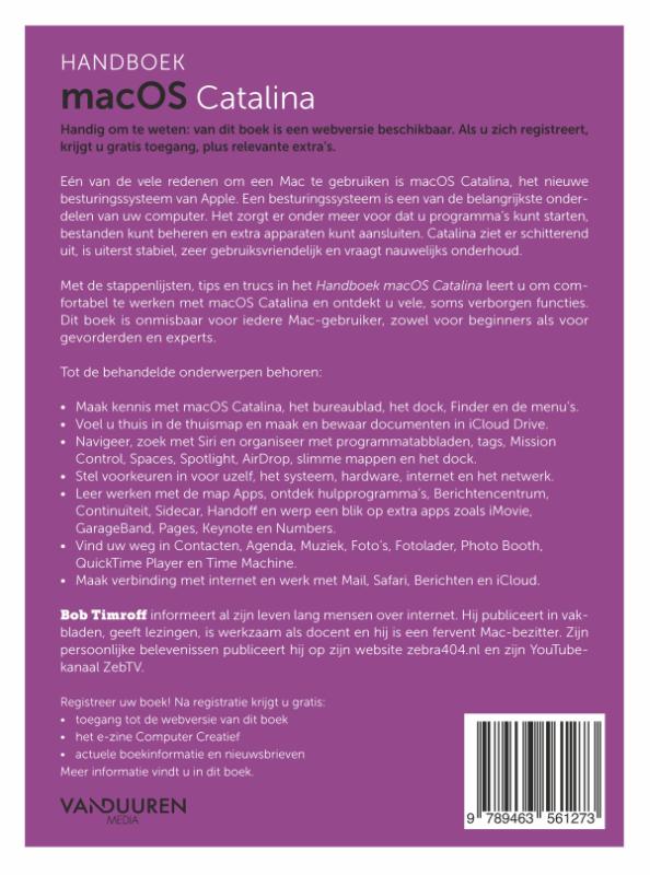 Achterkant van Handboek macOS Catalina