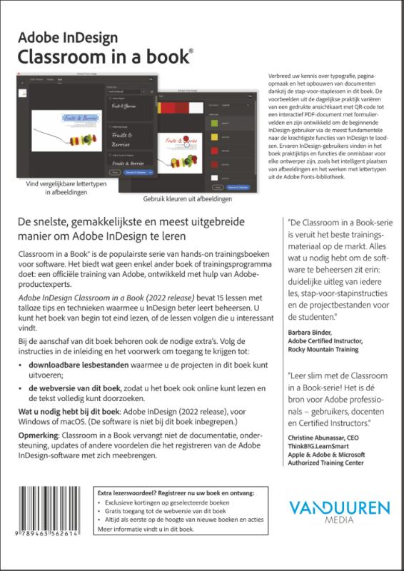 Achterkant van Classroom in a book: Indesign 2022, Nederlandse editie