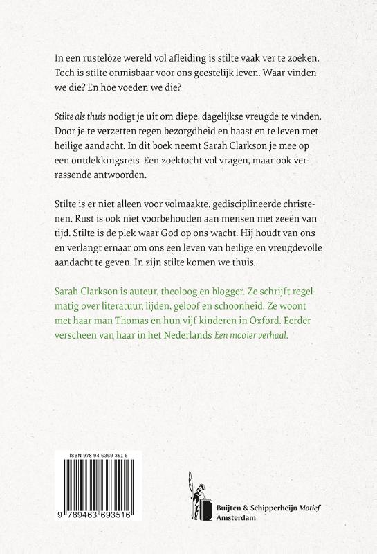 Achterkant van Stilte als thuis
