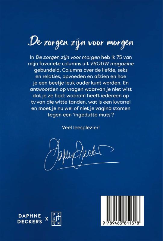 Achterkant van De zorgen zijn voor morgen