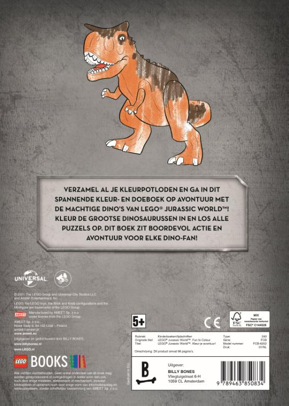 Achterkant van LEGO Jurassic World - Kleur je avontuur!