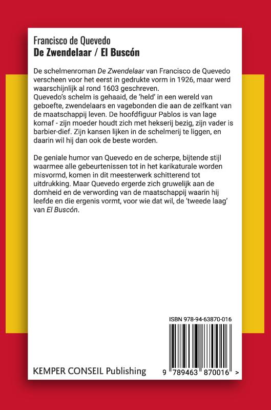Achterkant van De Zwendelaar / El Buscón