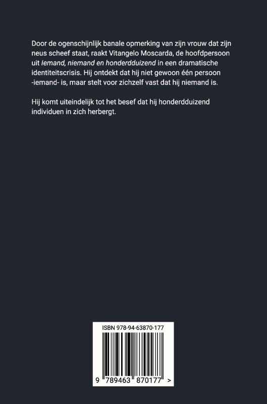 Achterkant van Iemand, niemand en honderdduizend