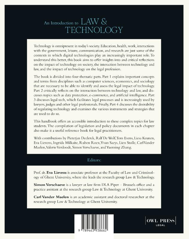 Achterkant van An introduction to Law & Technology