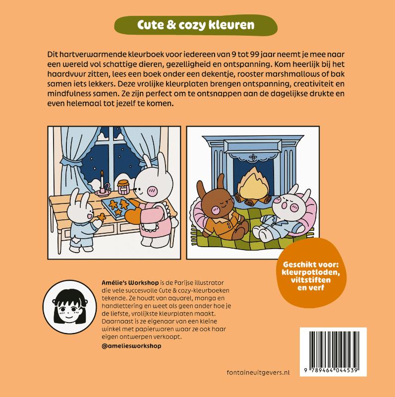Achterkant van Cozy bij het haardvuur
