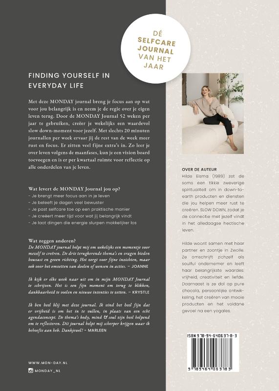 Achterkant van MONDAY Slow Down Journal
