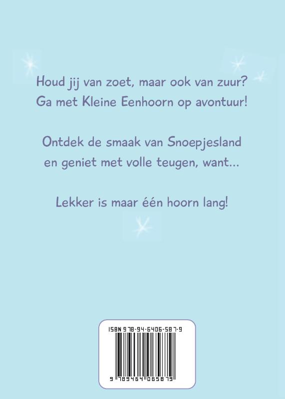Achterkant van Een eenhoorn in Snoepjesland