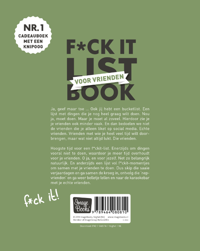 Achterkant van F*ck it list book voor vrienden