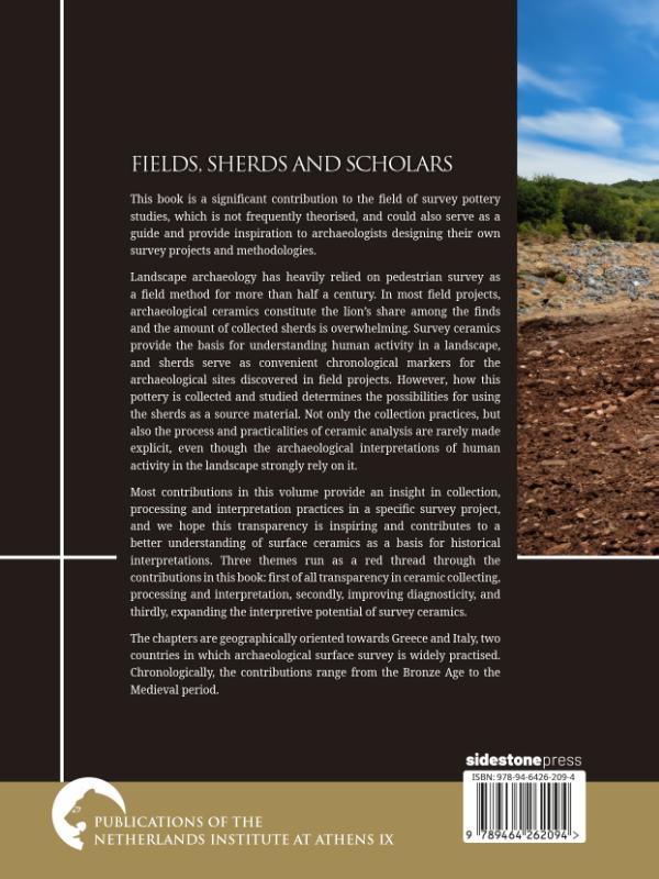 Achterkant van Fields, Sherds and Scholars