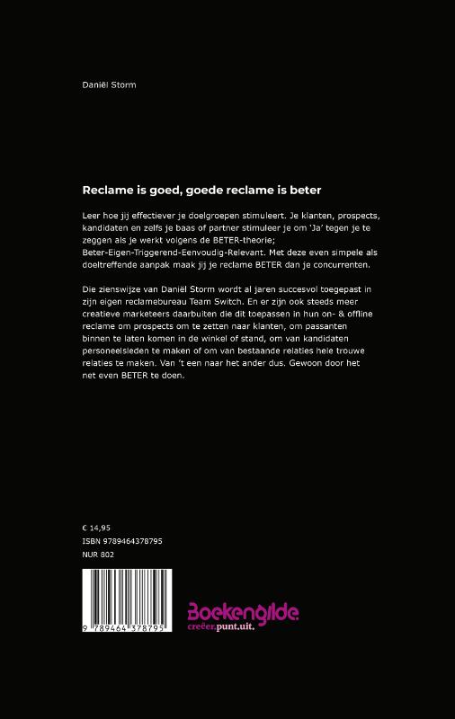 Achterkant van Reclame is goed, goede reclame is beter