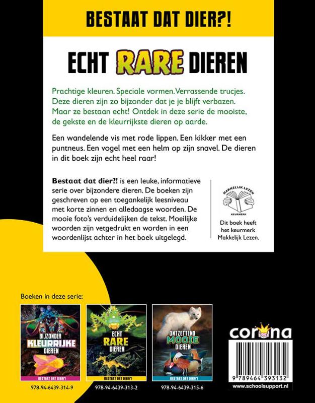 Achterkant van Echt rare dieren