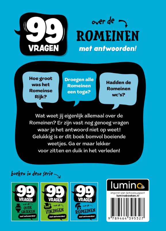 Achterkant van 99 vragen over de Romeinen