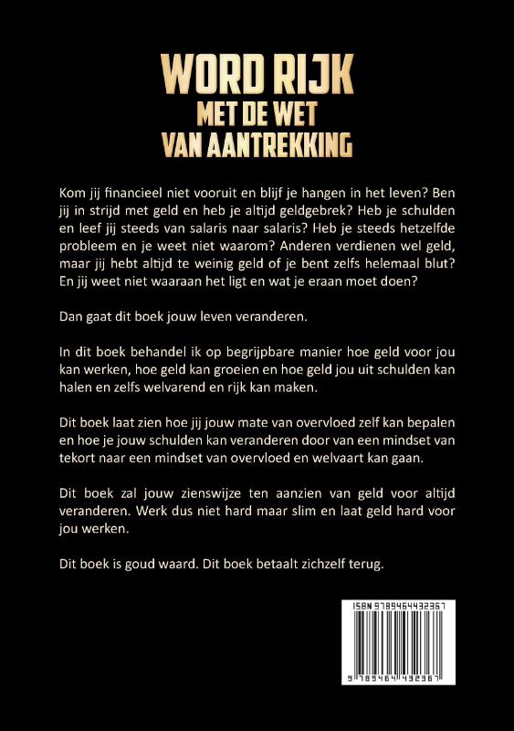 Achterkant van Word rijk met de wet van aantrekking