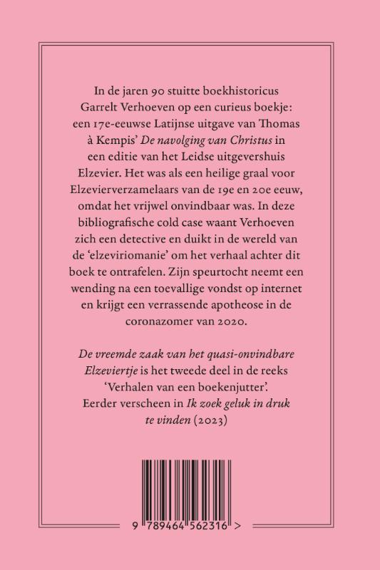 Achterkant van De vreemde zaak van het quasi-onvindbare Elzeviertje