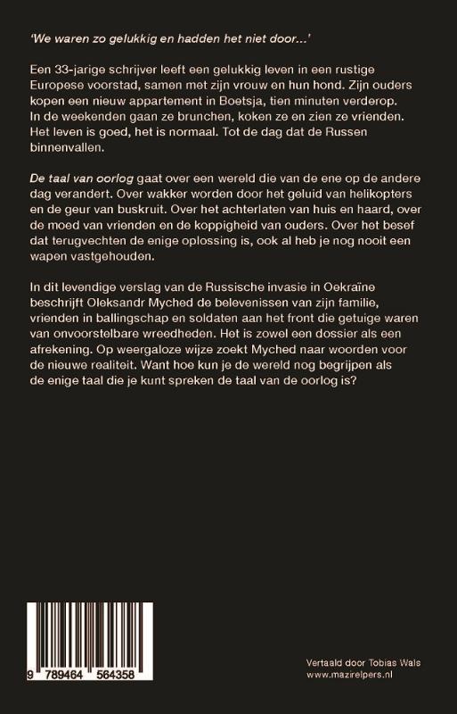 Achterkant van De taal van oorlog
