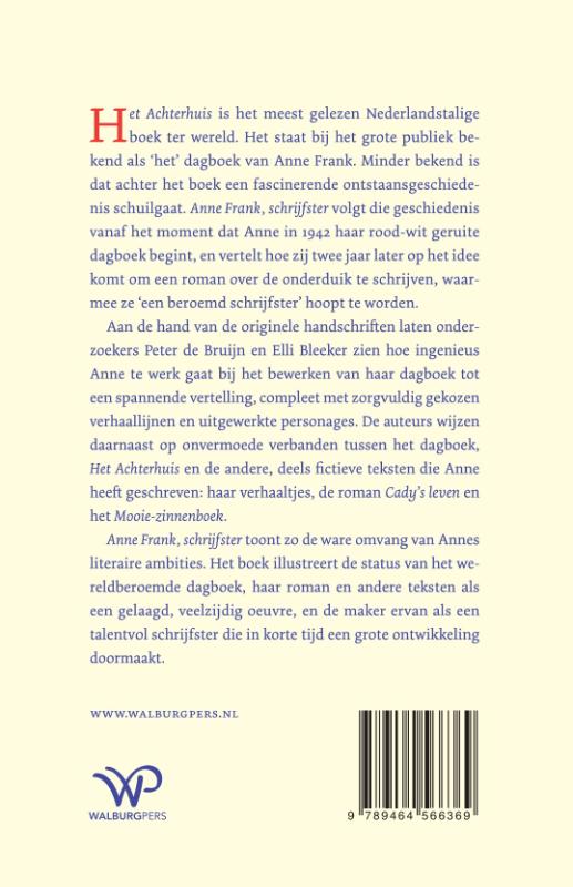 Achterkant van Anne Frank, schrijfster