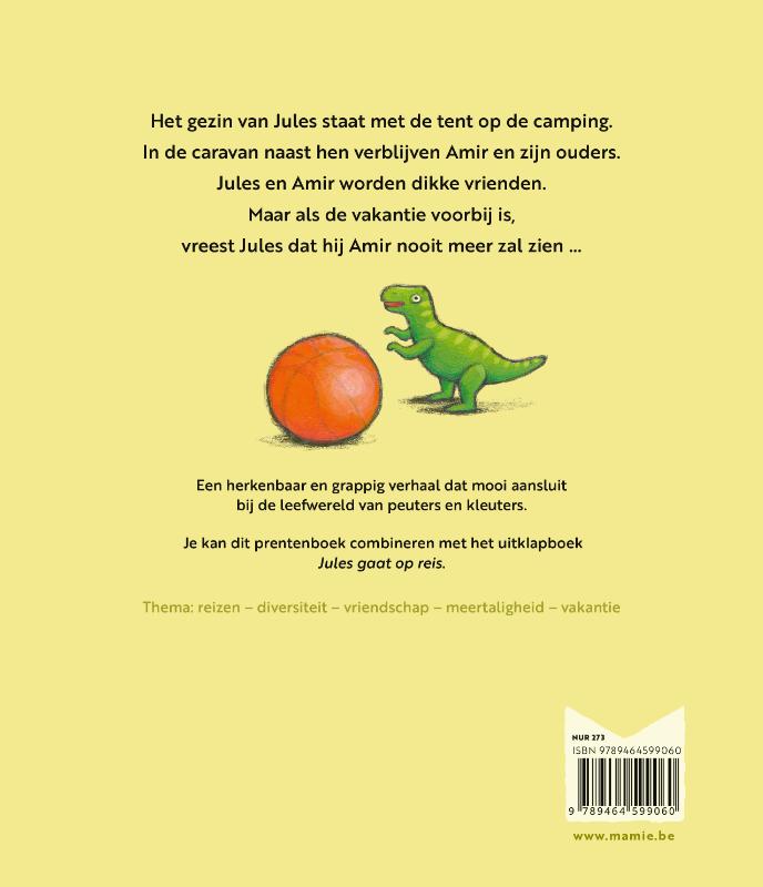Achterkant van Jules maakt een vriend op vakantie