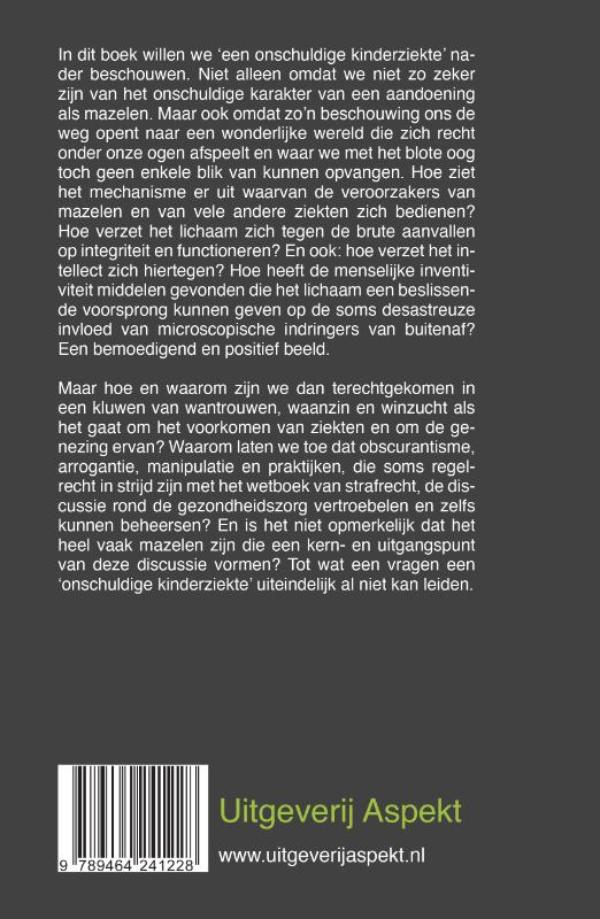 Achterkant van Over mazelen, Microben en Mensen
