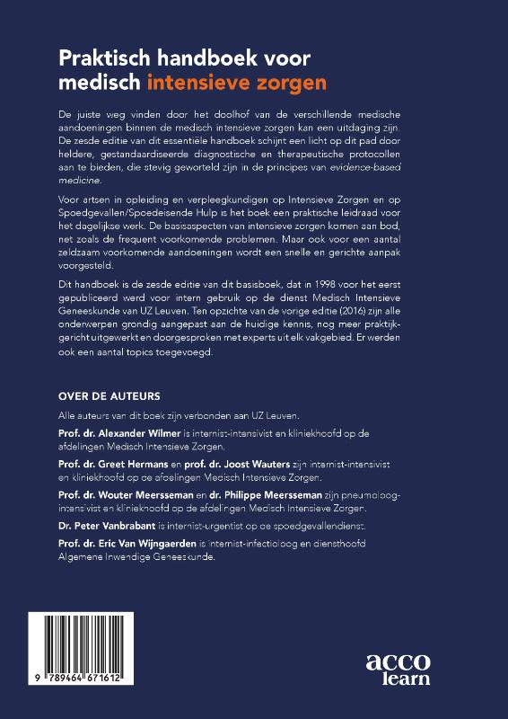 Achterkant van Praktisch handboek voor medisch intensieve zorgen