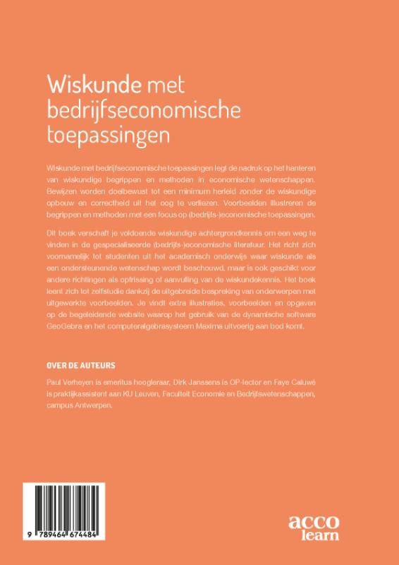 Achterkant van Wiskunde met bedrijfseconomische toepassingen