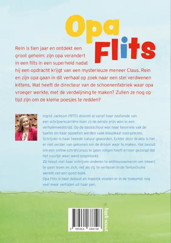 Achterkant van Opa Flits