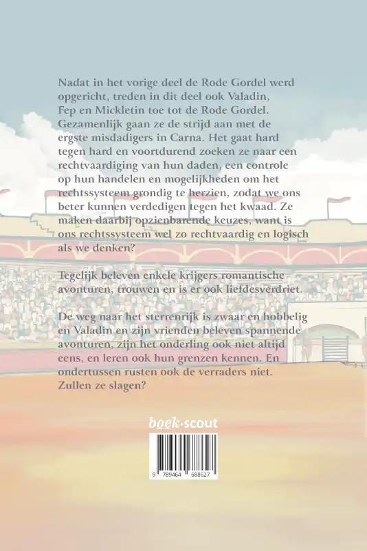 Achterkant van De Krijgers van de Rode Gordel