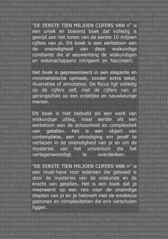 Achterkant van THE FIRST 10 MILLION DIGITS OF PI