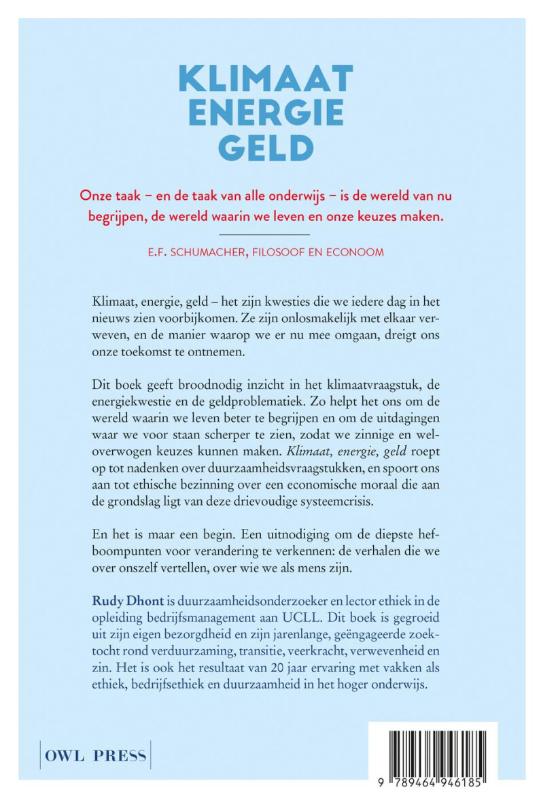 Achterkant van Klimaat, energie, geld