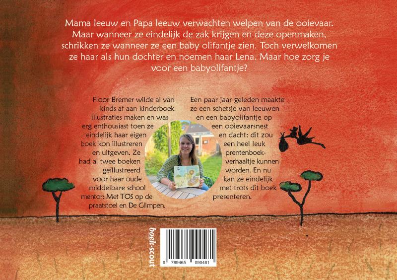 Achterkant van Mama leeuw, Papa leeuw en Lena het olifantje