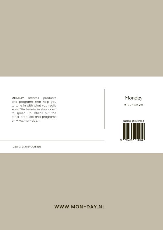 Achterkant van Further Clarity Journal