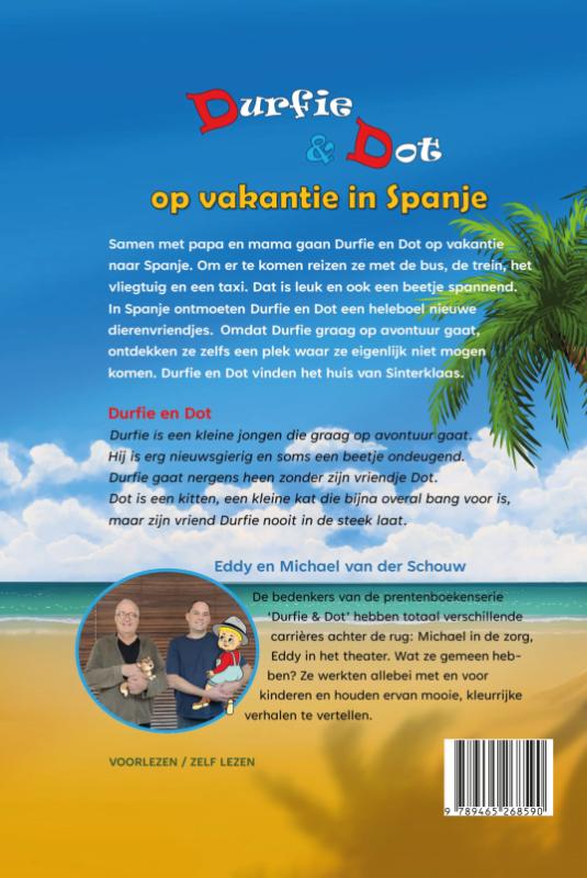 Achterkant van Durfie & Dot op vakantie in Spanje