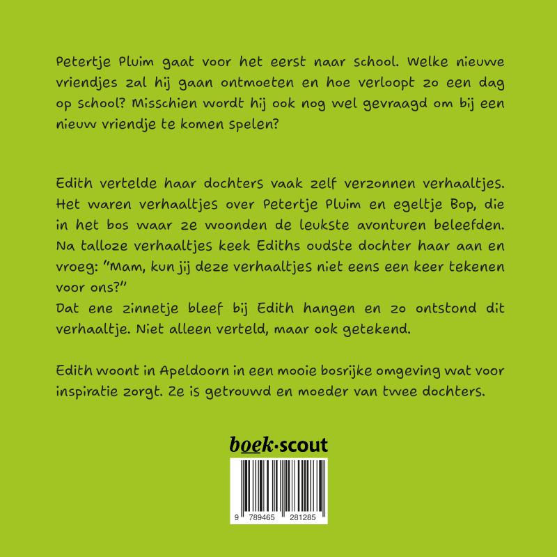 Achterkant van Petertje Pluim gaat naar school