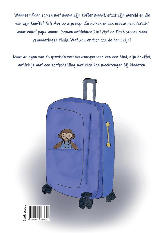 Achterkant van Tati Api en de koffer