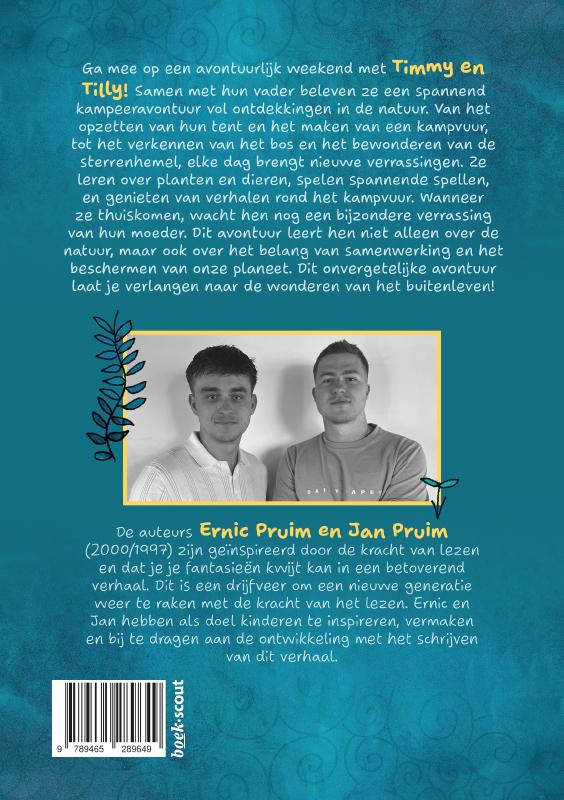 Achterkant van Timmy en Tilly's kampeeravontuur