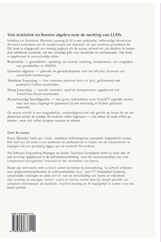 Achterkant van Inleiding Statistiek, Machine Learning & AI