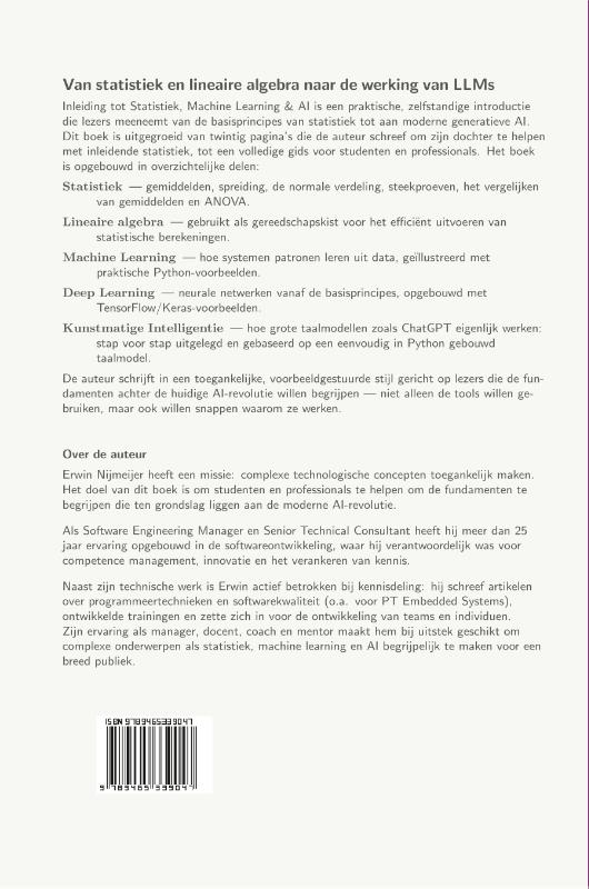 Achterkant van Inleiding Statistiek, Machine Learning & AI