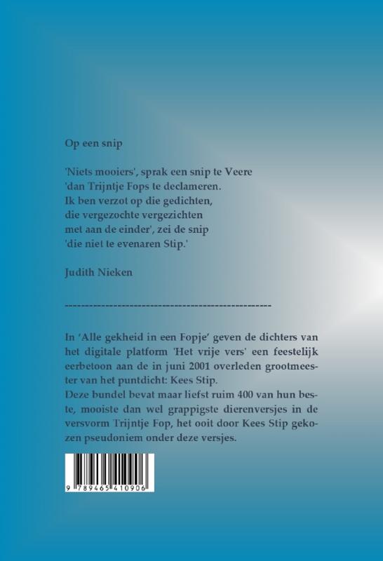 Achterkant van Alle gekheid in een fopje
