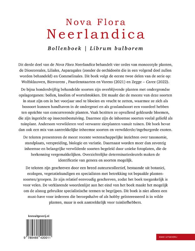 Achterkant van Nova Flora Neerlandica deel 3 - Lis-, Narcis- en Lelieachtigen