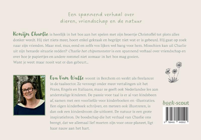 Achterkant van Charlie het chipsmonster